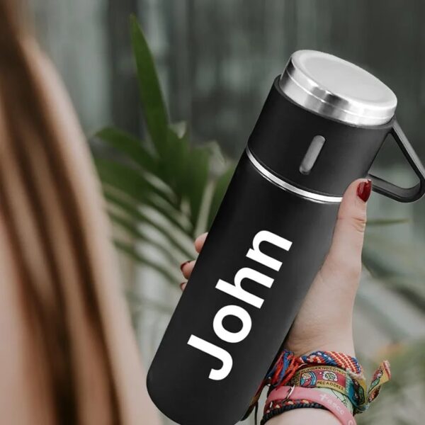 500ML Vacuum Flask Set Vacuum Flask Set with 2 Cups Stainless Steel Vacuum Flask Set Coffee Mug Travel Mug Colour- Black
