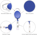 Giftinx Oval Shape Retractable YoYo Clip for Id Card Holder with Metal Stainless Steel Frame Key Chain (Set of 2, Black) - Image 4