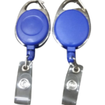 Giftinx Oval Shape Retractable YoYo Clip for Id Card Holder with Metal Stainless Steel Frame Key Chain (Set of 2, Black)