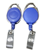 Giftinx Oval Shape Retractable YoYo Clip for Id Card Holder with Metal Stainless Steel Frame Key Chain (Set of 2, Black)