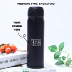 Personalized Engraved BPA Free Black Steel Vacuum Flask - 500ml - For Return Gift, Corporate Gifting, Office or Personal Use BG-143