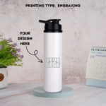 White Stylish Sipper Water Bottle Laser Engraved - 900ml - For Return Gift, Corporate Gifting, Office or Personal Use BG-HK3215