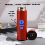 Personalized Red Temperature Water Bottle - Multicolor UV Printed 500ml - For Return Gift, Corporate Gifting, Office or Personal Use BG-44
