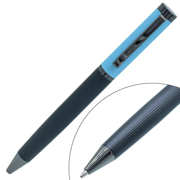 Sky Blue & Black Color Ball Pen - For Office, College, Personal Use - BG-JA3006BPBL
