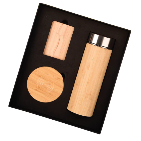 3in1 Wooden Bottle, Pen Drive, and Wireless Charger Premium Combo Gift Set - For Employee Joining Kit, Corporate Gifting, Diwali Gifting, Return Gift BG-HK140923