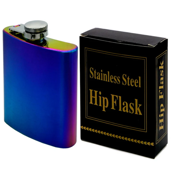 Rainbow Stainless Steel Hip Flask 6oz - For Corporate Gifting, Return Gift, Personal Use BG-HF002