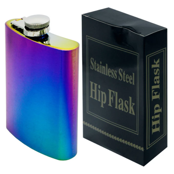 Rainbow Stainless Steel Hip Flask 7oz - For Corporate Gifting, Return Gift, Personal Use BG-HF003