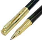 Marron and Black Color Roller Ball Pen with Golden Clip - For Office, College, Personal Use - BG-JA8031RPC - Image 2