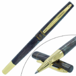 Dark Blue & Marron Color Roller Ball Pen with Golden Clip - For Office, College, Personal Use - BG-JA8050RPC