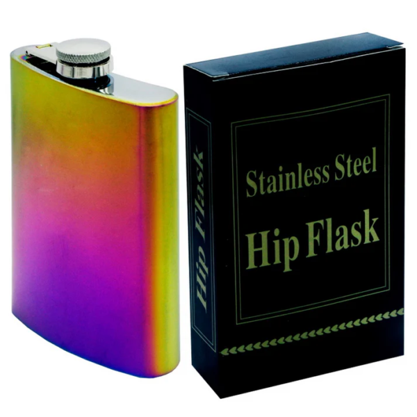 Rainbow Stainless Steel Hip Flask 8oz - For Corporate Gifting, Return Gift, Personal Use BG-HF001