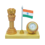 Ashoka Pillar with Clock and Indian Flag Table Top - For Corporate Gifting, Return Gift, Office, School, College Use, Independence Day, Republic Day Gift Item bg-JAPACW00