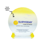 Personalized Round Optic Crystal Trophy - For Employee Recognition, Corporate Gifting, Award Shows, Sports Event, Competition, Students Reward - BG-MA530