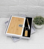 Wooden Gift Set 3in1 Notebook Diary, Keychain, and Pen - For Employee Joining Kit, Corporate, Client or Dealer Gifting BG-PCH960