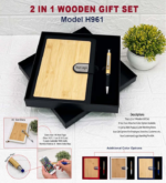 Wooden Gift Set 2in1 Notebook Diary, and Pen - For Employee Joining Kit, Corporate, Client or Dealer Gifting BG-PCH961 - Image 2