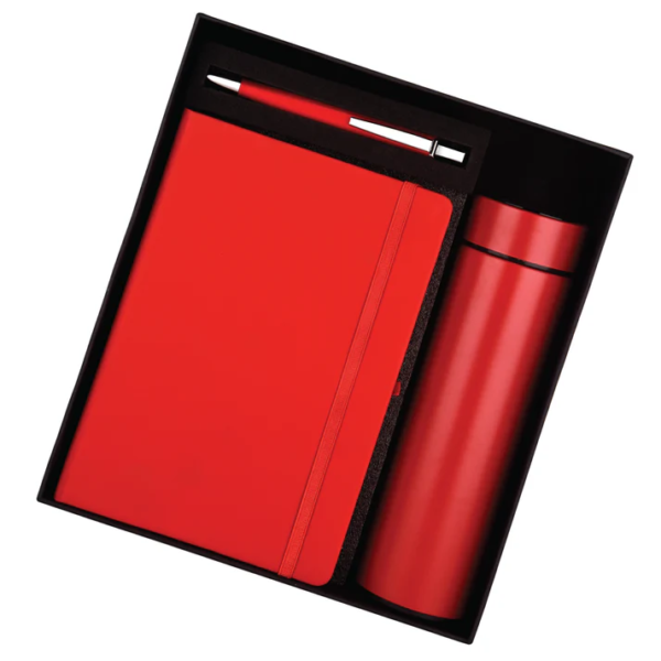 Red 3in1 Gift Set Notebook Diary, Bottle, and Pen - For Employee Joining Kit, Corporate, Client or Dealer Gifting BG-HKCR