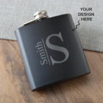 Personalized Black Stainless Steel Hip Flask - For Return Gift, Corporate Gifting, Office or Personal Use BG-HF005