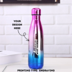 Personalized Rainbow Cola Shape Water Bottle Laser Engraved - Assorted Colors - 500ml - For Return Gift, Corporate Gifting, Office or Personal Use BG-39-1.1