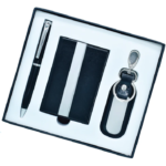 Black 3in1 Pen, Cardholder, and Keychain Gift Set - For Employee Joining Kit, Corporate, Client or Dealer Gifting BG-JASET1438BK