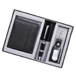 Black 3in1 Pen, Wallet, and Keychain Gift Set - For Employee Joining Kit, Corporate, Client or Dealer Gifting BG-JASET9408BK
