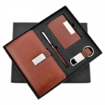 Brown 4in1 Combo Gift Set Notebook Diary, Cardholder, Pen and Keychain - For Employee Joining Kit, Corporate, Client or Dealer Gifting BG-JKSR173