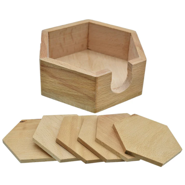 Set of 6 Wooden Tea Coaster - For Corporate Gifting, Office Use, Personal Use, Return Gift BG-JAJP77