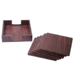Set of 6 Dark Brown Square Wooden Tea Coaster - For Corporate Gifting, Office Use, Personal Use, Return Gift BG-JAK24TCW