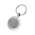 Rotating Steel Finish Metal Keychain - For Employee, Client, Dealer, or Corporate Gifting, Events Promotional Freebie BG-JKC12