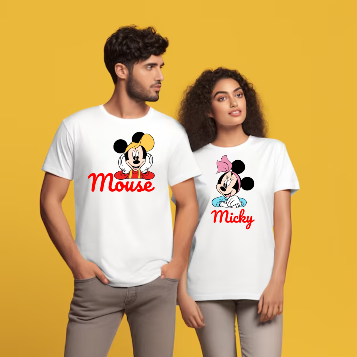 "MICKY MOUSE" Personalized T-Shirt for Couples - MGBIO-RN (46) - Image 2