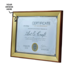 Personalized A4 Size Moulding Golden Photo Memoir cum Certificate Frame - For Corporate Gifting, Employee Appreciation, Office Desk, Farewell Gifts - BG-JAPFMA4-02