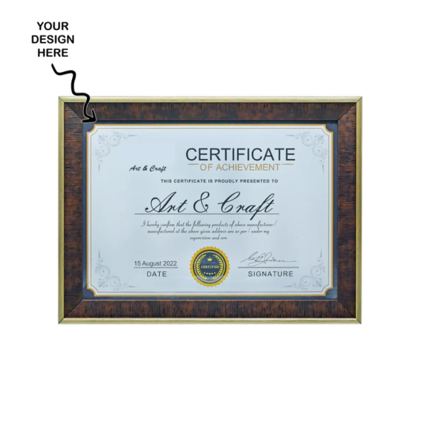 Personalized A4 Size Moulding Dark Brown Photo Memoir cum Certificate Frame - For Corporate Gifting, Employee Appreciation, Office Desk, Farewell Gifts - BG-JAPFMA4-04