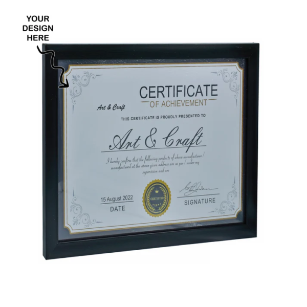 Personalized A4 Size Moulding Black Photo Memoir cum Certificate Frame - For Corporate Gifting, Employee Appreciation, Office Desk, Farewell Gifts - BG-JAPFMA4-BK