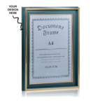 Personalized A4 Green Photo Memoir, Document, cum Certificate Frame - For Corporate Gifting, Employee Appreciation, Office Desk, Farewell Gifts - BG-JAPS9107A4