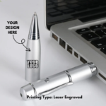 Personalized Laser Engraved Silver Pen Shape Pendrive USB for Promotions, Giveaway, Corporate, and Personal Gifting BG-PD02PEN