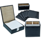 Black 3in1 Coaster, Memo Holder, and Pen Holder Gift Set - For Employee Joining Kit, Corporate, Client or Dealer Gifting BG-JASET65BK - Image 4