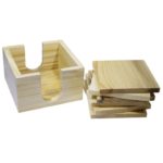 Set of 6 Square Wooden Tea Coaster - For Corporate Gifting, Office Use, Personal Use, Return Gift BG-JATC105B