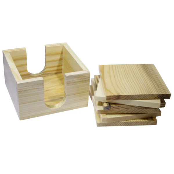 Set of 6 Square Wooden Tea Coaster - For Corporate Gifting, Office Use, Personal Use, Return Gift BG-JATC105B