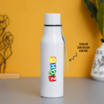 Personalized Premium White Stainless Steel Water Bottle - 750ml - For Return Gift, Corporate Gifting, Office or Personal Use, Event Freebies, Promotions BG-06