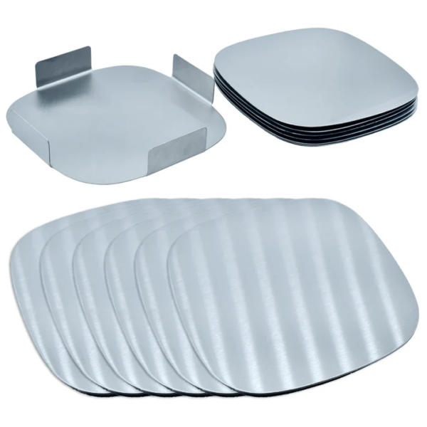 Set of 6 Steel Square Tea Coaster - For Corporate Gifting, Office Use, Personal Use, Return Gift BG-JATT616SR