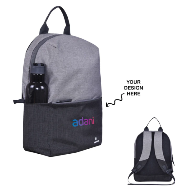 Personalized Dual Tone Grey and Dark Grey Backpack - For Employee Gifting, Corporate Gifting, Customer and Stakeholder Gifting, Colleges, Classes, Schools Use - BG-BP04