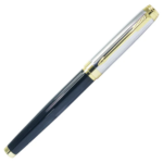 Executive Black and Silver Color Roller Ball Pen with Golden Clip - For Office, College, Personal Use - BG-JA653RPBKHS