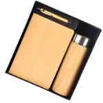 Wooden 3in1 Notebook Diary, Pen and Bamboo Bottle Combo Gift Set - For Employee Joining Kit, Corporate, Client or Dealer Gifting BG-HK35315