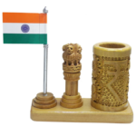Rupee Design Pen Stand with Ashoka Pillar and Indian Flag Table Top - For Corporate Gifting, Office, School, College Use, Independence Day, Republic Day Gift Item BG-JAWTTP00 - Image 3