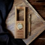 Wooden Table Clock with name and wooden pen for Corporate gifting, College, School, Institude and Personal use - BG-TDI-01 - Image 2