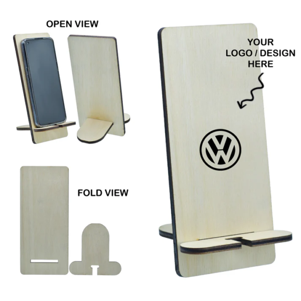 Personalized Folding Wooden Mobile Phone Holder - For Personal, Corporate Gifting, Return Gift, Event Gifting, Promotional Freebies BG-MS02