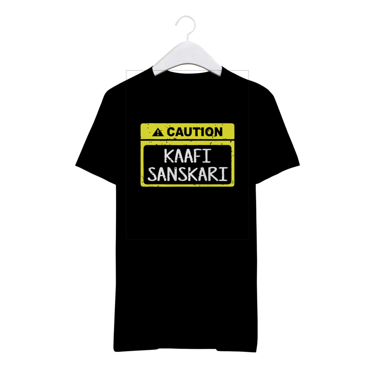 Round Neck T-Shirt “CAUTION - KAAFI SANSKARI” – BG-RN51 - Image 8