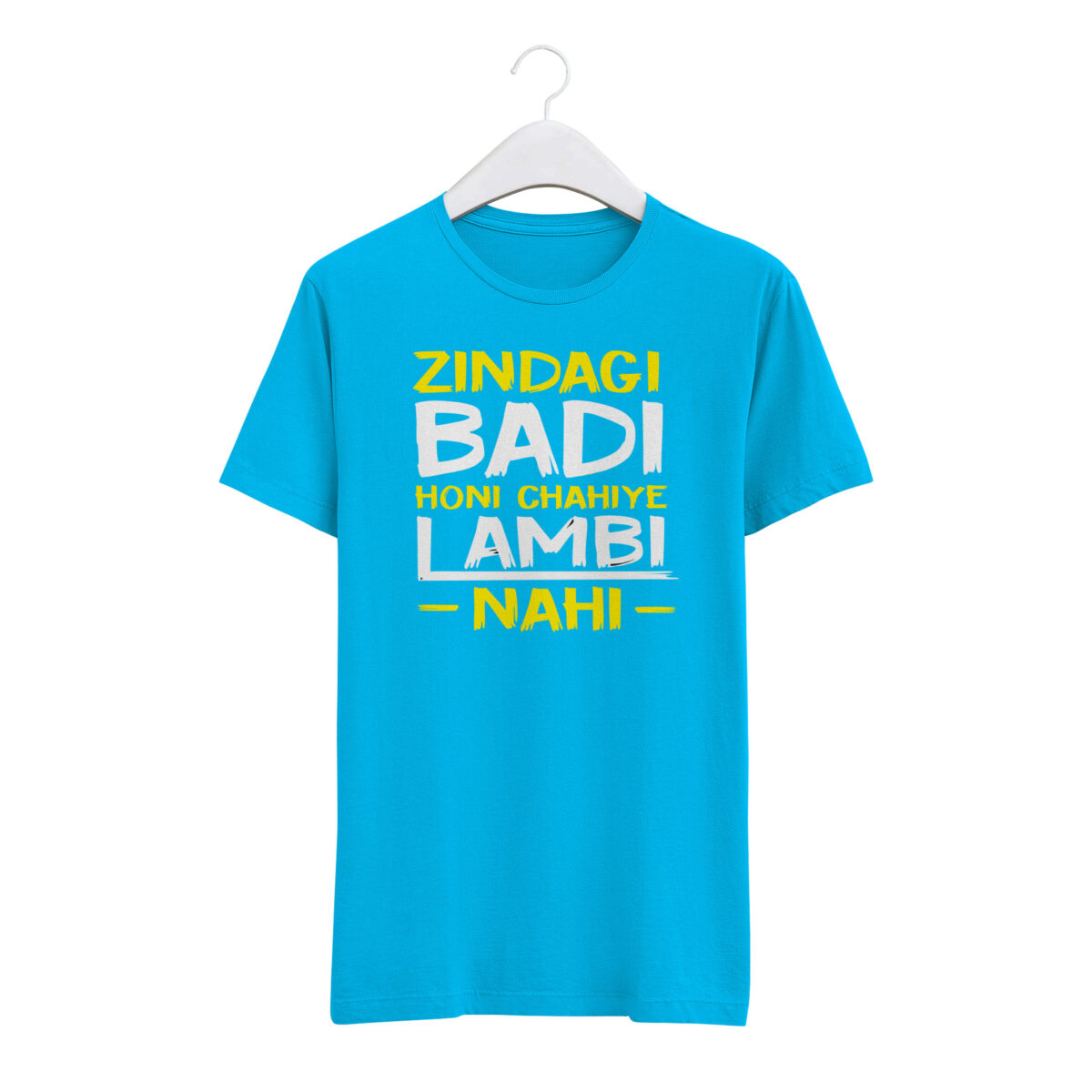 "Zindagi badi honi chahiye lambi nhi" Personalized Round Neck T-Shirt - MGBIO-RN1 (29) - Image 3