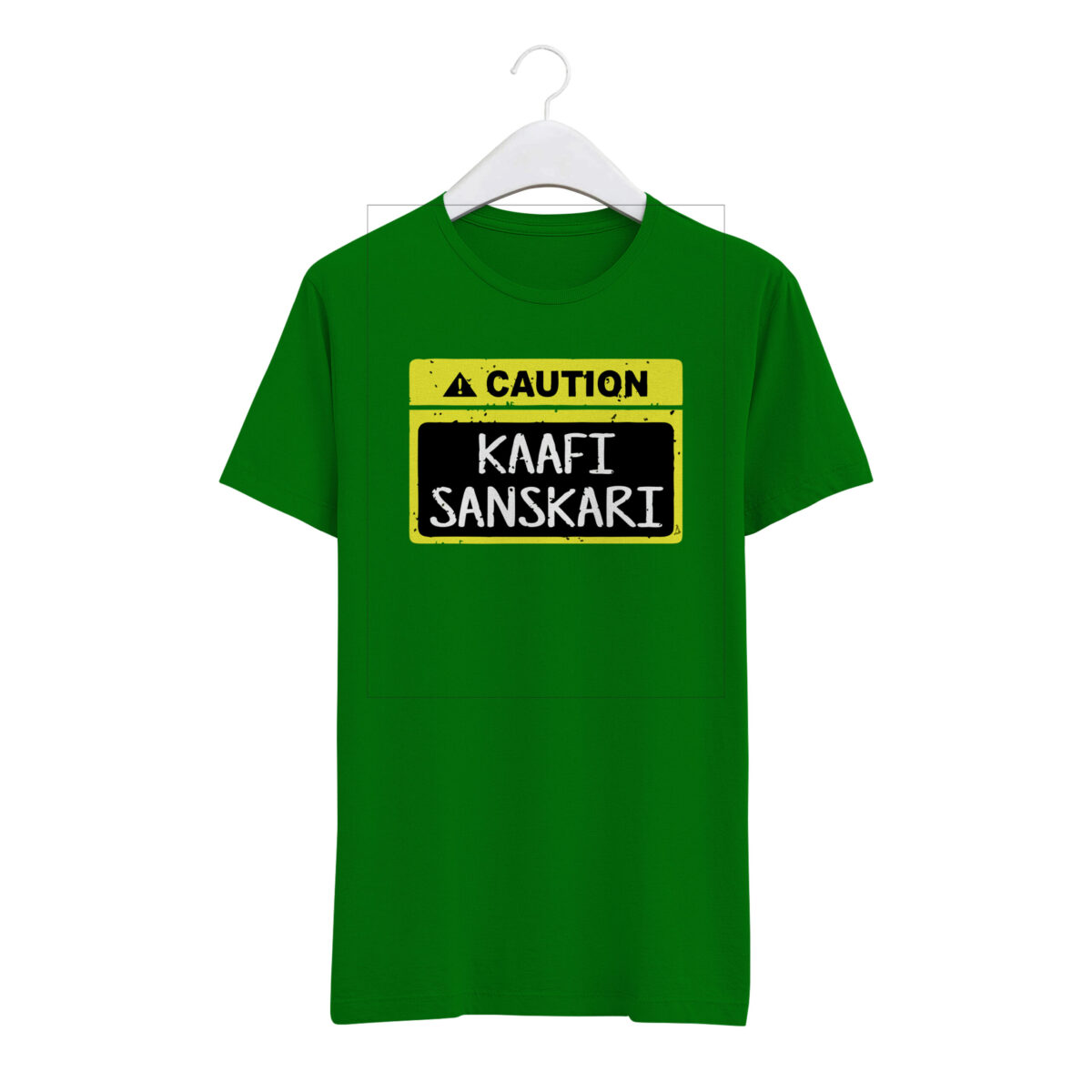 Round Neck T-Shirt “CAUTION - KAAFI SANSKARI” – BG-RN51 - Image 5