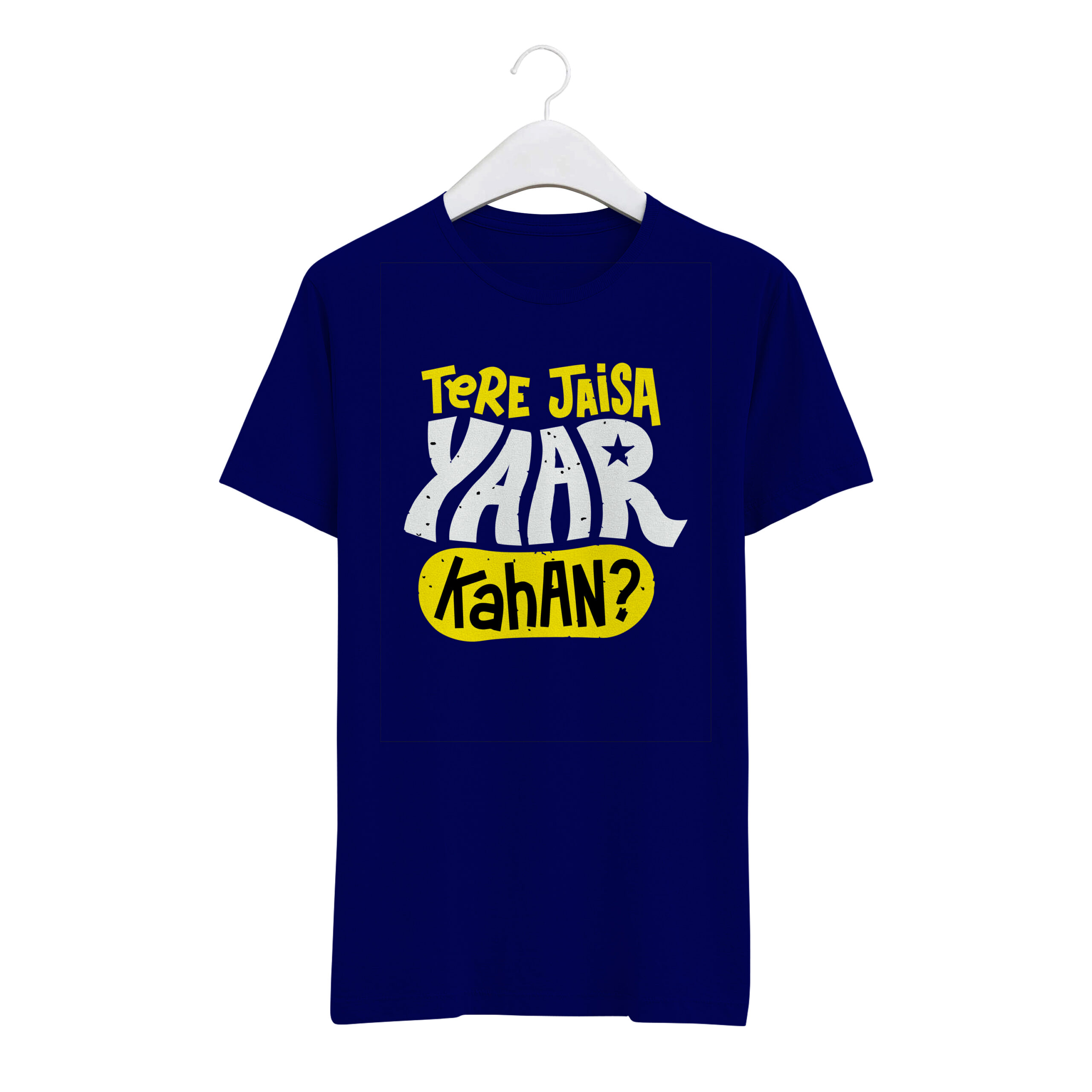 navy "TERE JAISA YAAR KAHAN" Personalized Round Neck T-Shirt - MGBIO-RN1 (31) - Image 1