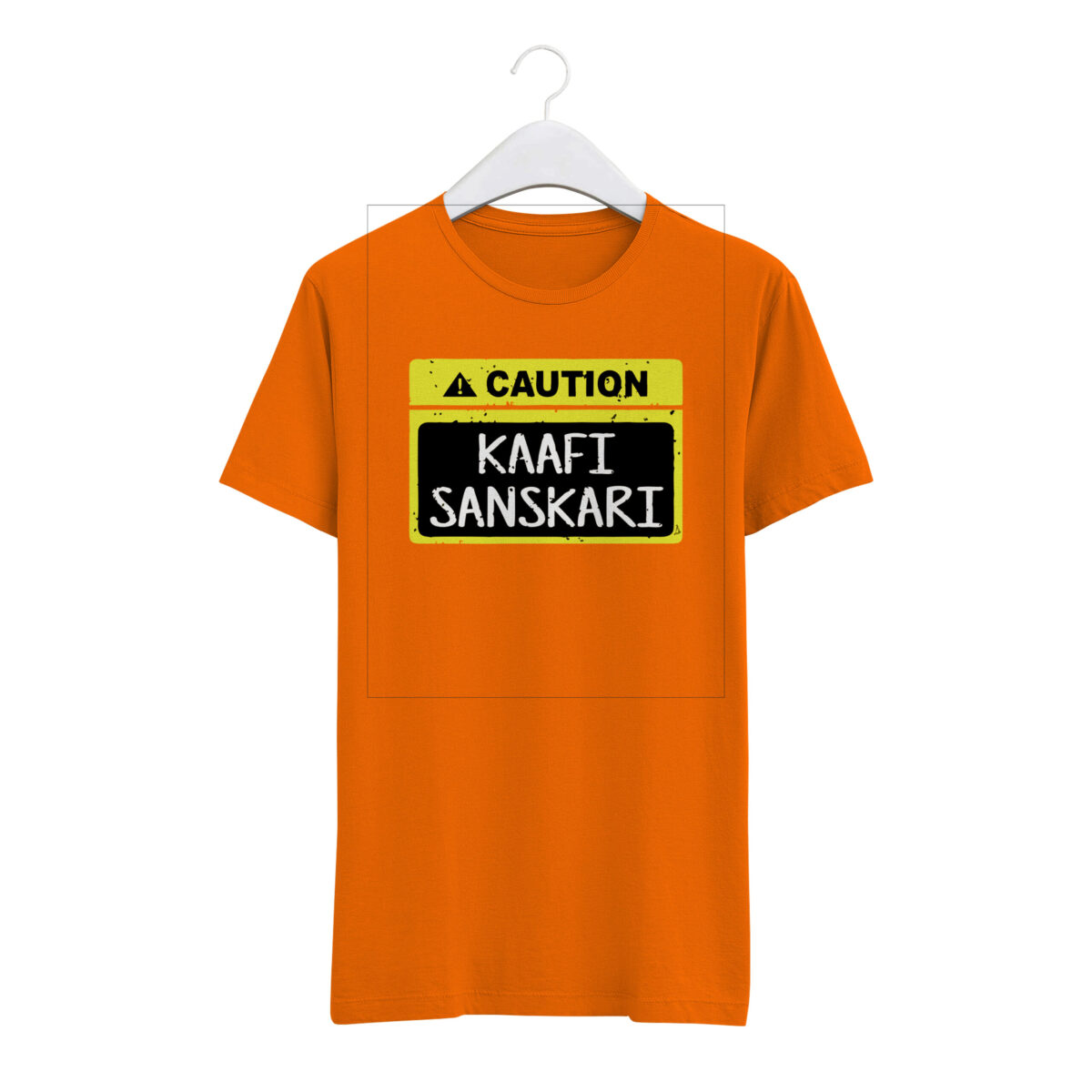 Round Neck T-Shirt “CAUTION - KAAFI SANSKARI” – BG-RN51 - Image 3