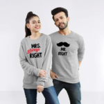 Personalized Premium Cotton Couple's T-Shirt  - MR.RIGHT and MRS. ALWAYS RIGHT - BG-MRMRS01